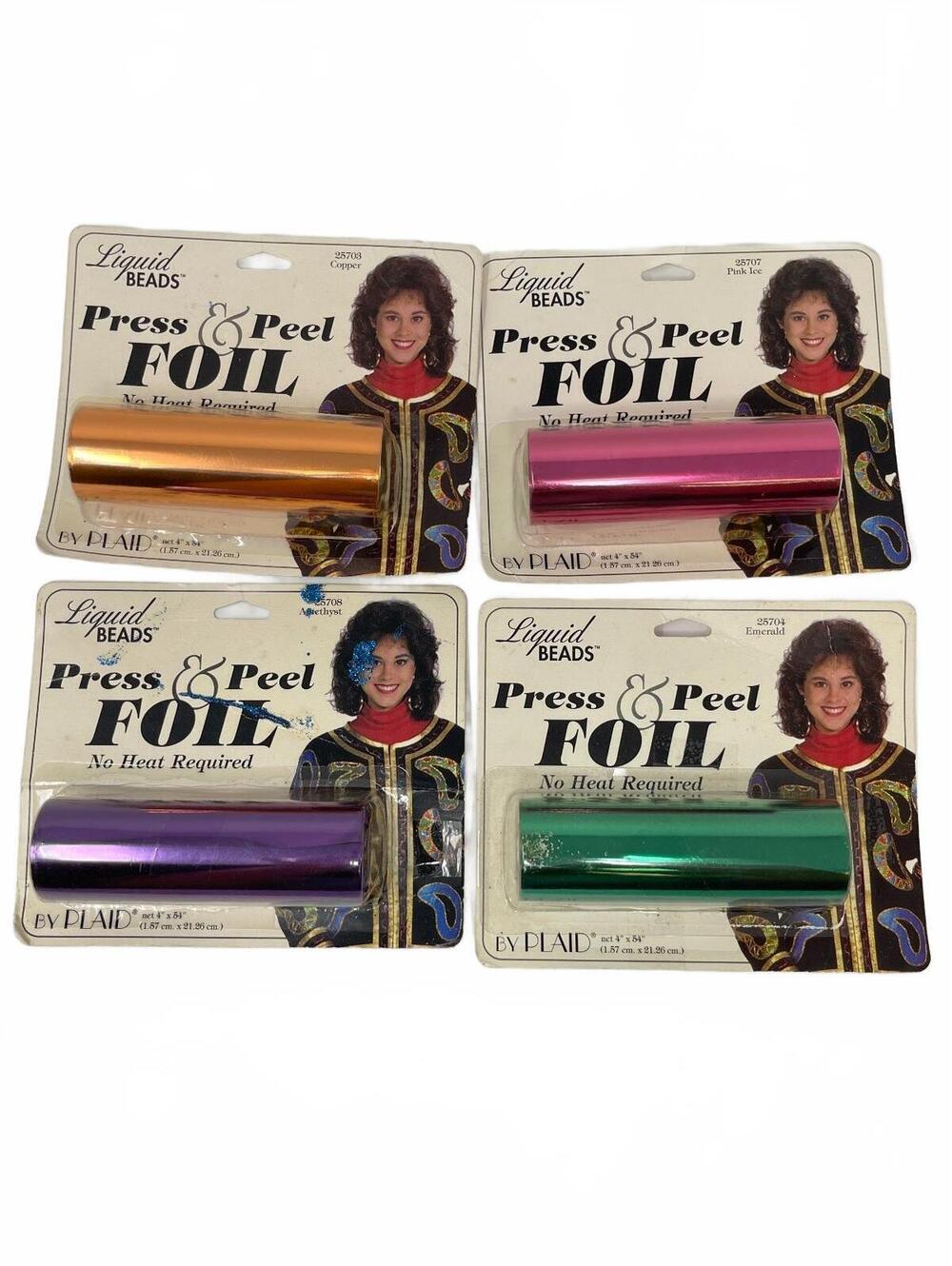 Vintage Plaid Liquid Beads Press & Peel Foil Craft Lot of 4